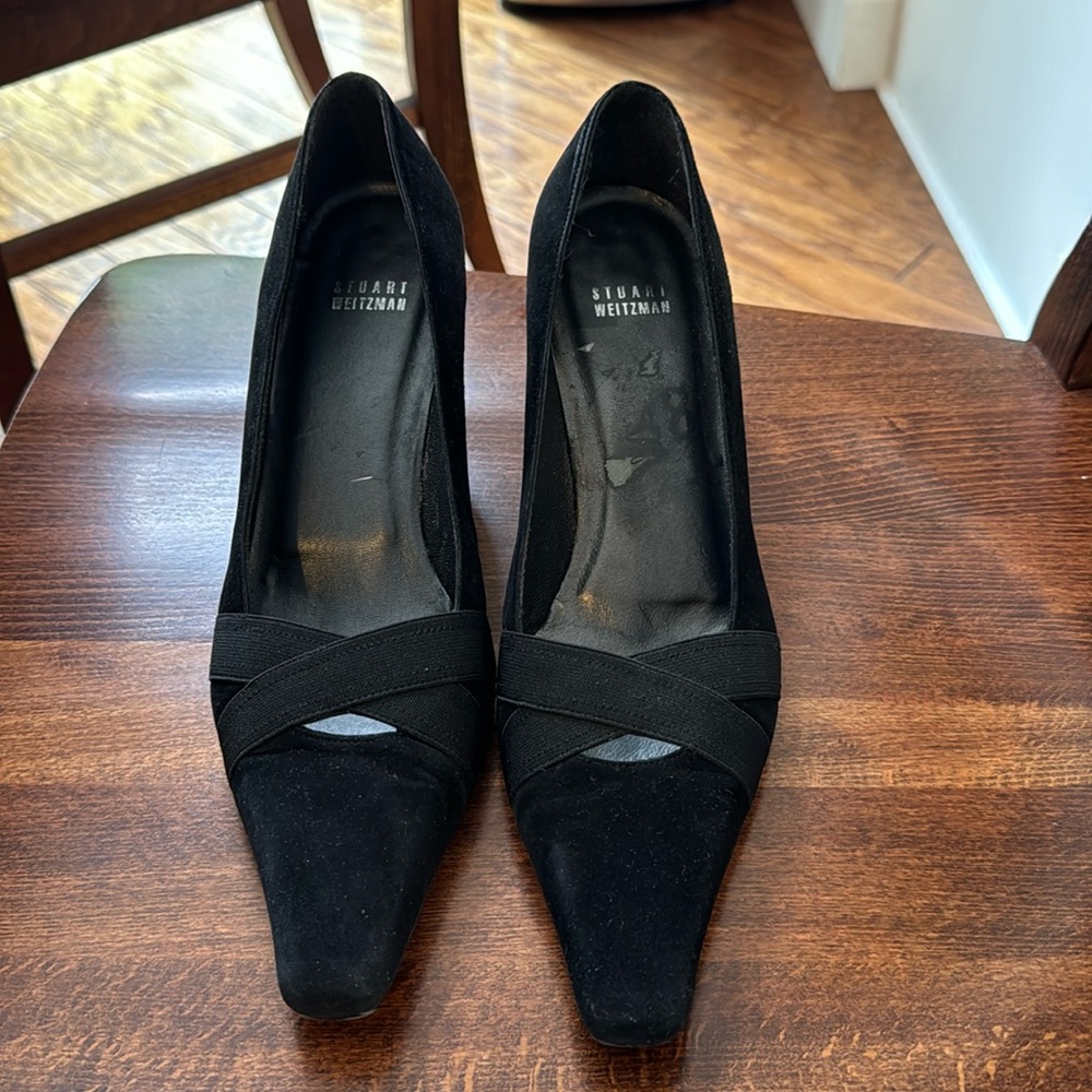 Stuart writzman black suede shoes